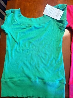 Brandy Melville. Green or Red Off-Shoulder Ginny Top Ribbed Knit Top